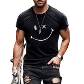 Men's Vintage Smiley Print Round Neck Short Sleeve T-Shirt 23719330Y (2)