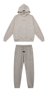 Fear of God Essentials Silicone Logo Hoodie & Sweatpants Set Oat Heather