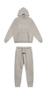Fear of God Essentials Double Line Hoodie & Sweatpants Set Silver Grey