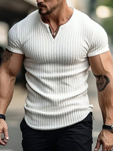 Men’s Ribbed Notch Neck Short-Sleeve Shirt