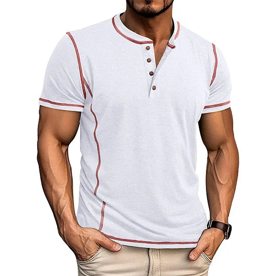 Men’s Casual Short Sleeve Henley T-Shirt