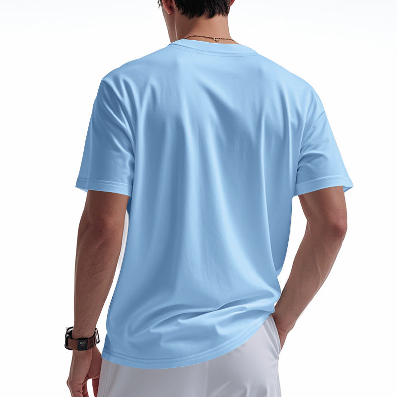 【24-hour shipping out】Men's Solid Color Cotton V-Neck Short Sleeve T-Shirt MTA0144D2X