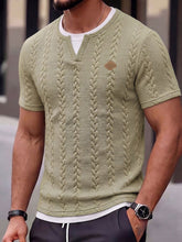 Cable Knit Faux Two-Piece Short Sleeve T-Shirt
