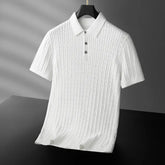 Men’s Textured Knit Short Sleeve Polo Shirt