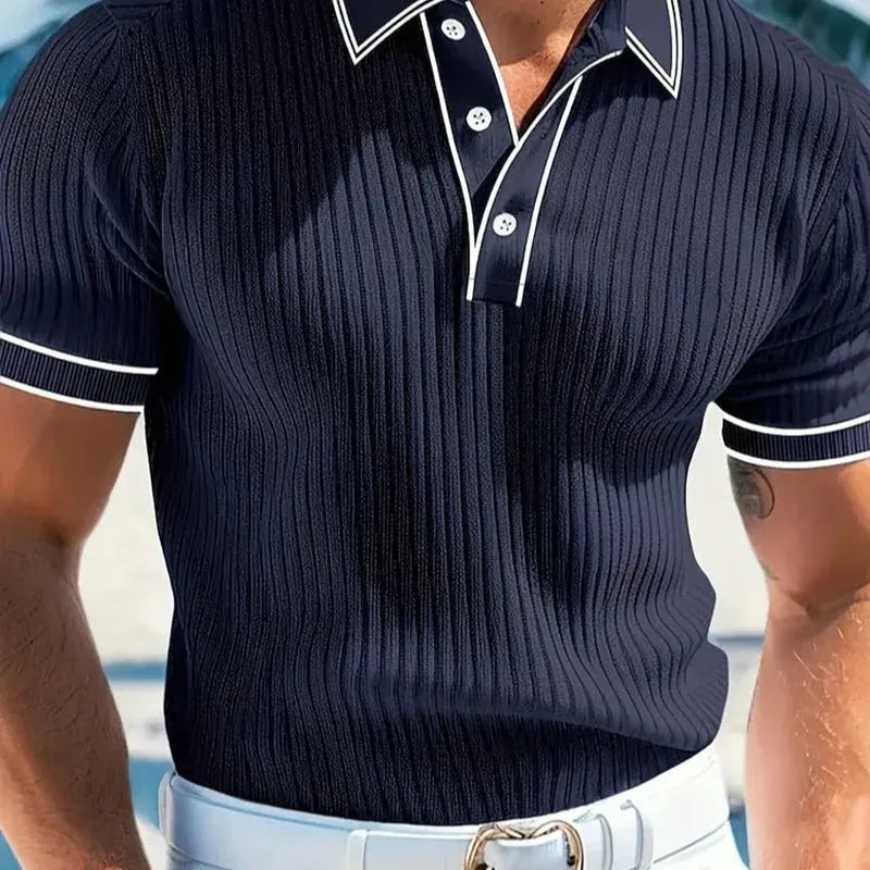 Men’s Ribbed Short Sleeve Polo Shirt