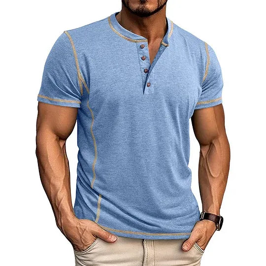 Men’s Casual Short Sleeve Henley T-Shirt