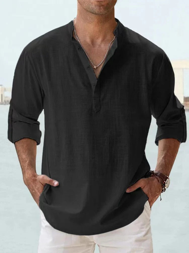Men’s Lightweight Linen Henley Shirt