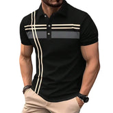 Men's Geometric Stripe Polo Shirt