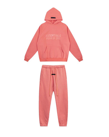 Fear of God Essentials Double Line Hoodie & Sweatpants Set Coral