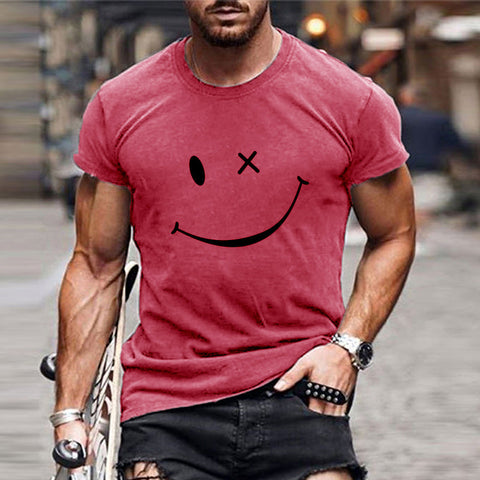 Men's Vintage Smiley Print Round Neck Short Sleeve T-Shirt 23719330Y (2)