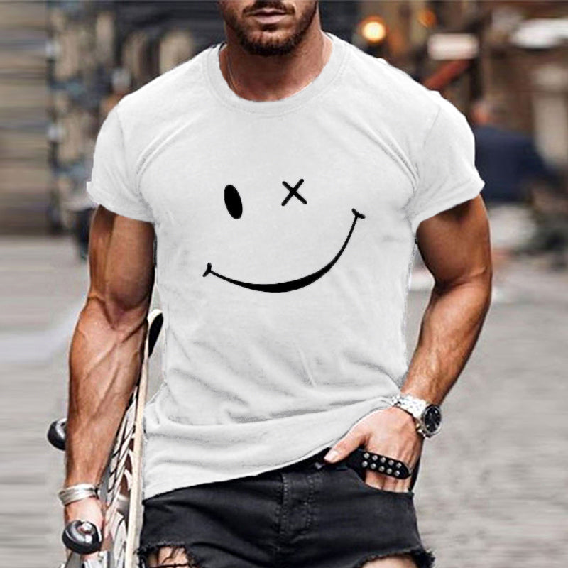 Men's Vintage Smiley Print Round Neck Short Sleeve T-Shirt 23719330Y (2)