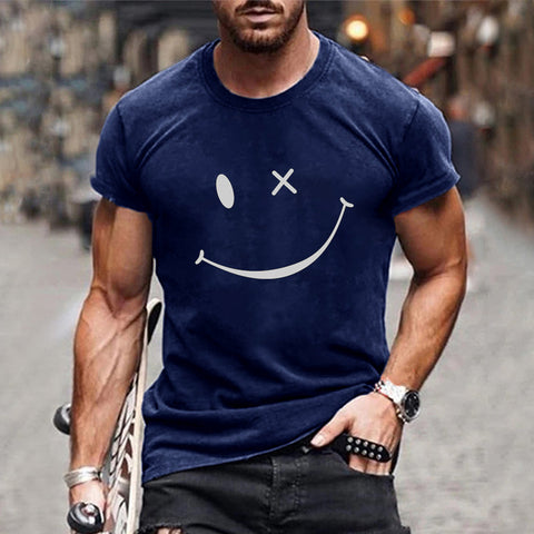 Men's Vintage Smiley Print Round Neck Short Sleeve T-Shirt 23719330Y (2)