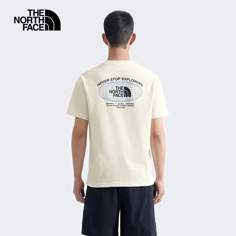 The North Face Men SS Immersed Outdoors Grid Tee Graphic - AP White Dune