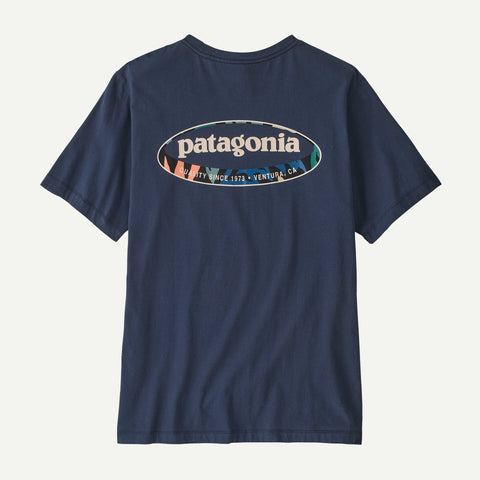 Patagonia Men '95 Oval Logo T-Shirt - New Navy: Kaleido