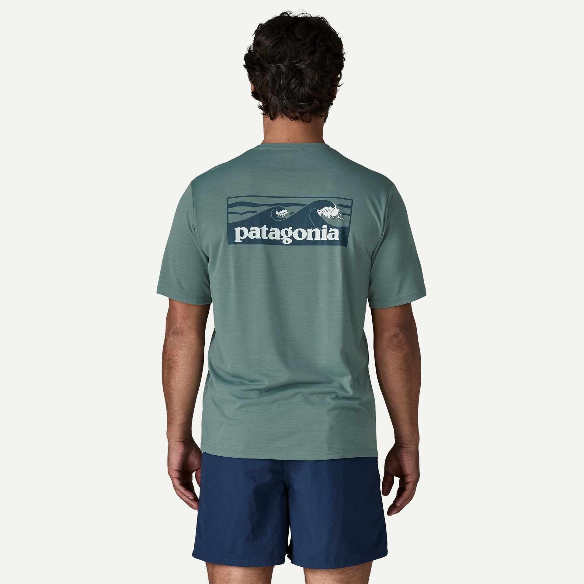 Patagonia Men Men's Capilene® Cool Daily Shirt - Boardshort Logo - Blue Sage - Light Blue Sage X-Dye