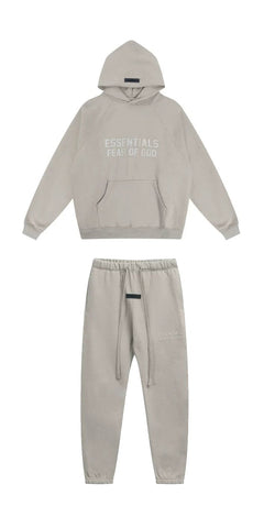 Fear of God Essentials Double Line Hoodie & Sweatpants Set Silver Grey