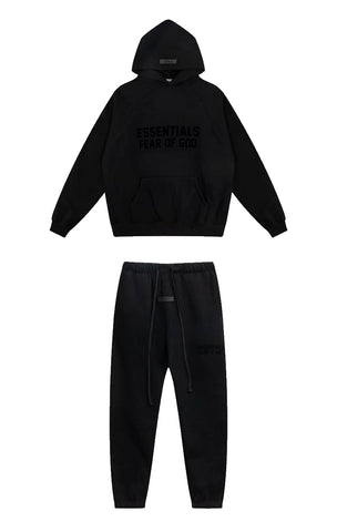 Fear of God Essentials Double Line Hoodie & Sweatpants Set Black