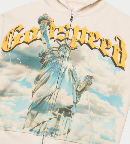 Godspeed Chrome Liberty Zip Up Hoodie Bone