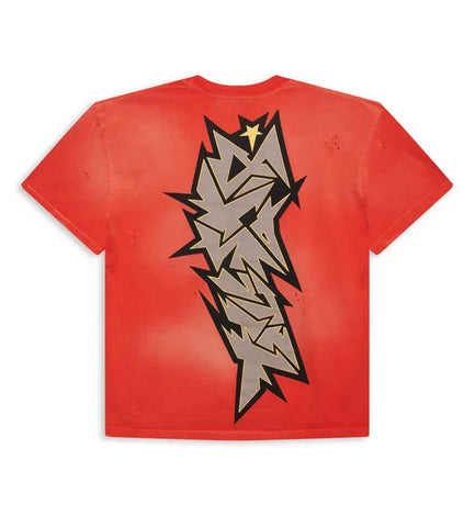 Hellstar Cracked Logo Distress Tee Red