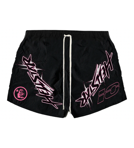 Hellstar Studios Waxed Nylon Athletic Shorts Black