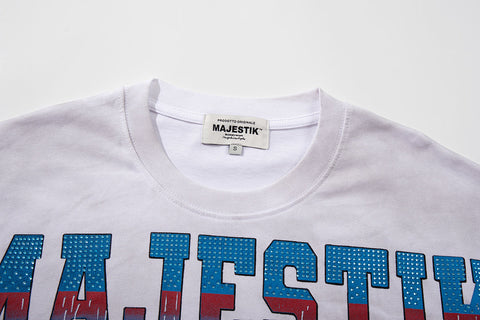 Majestik “Billiards Bulldog” Sport Dept Vintage Tee（White）