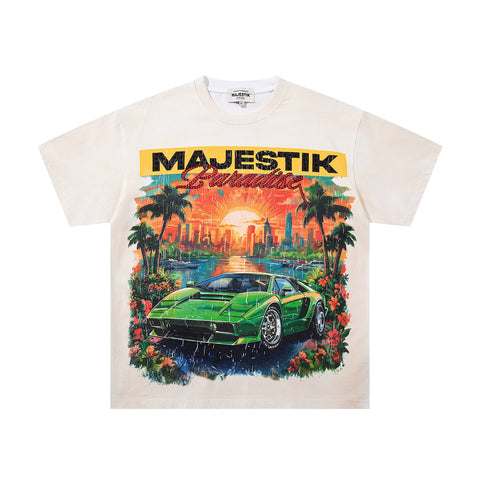 Majestik “Paradise” Supercar Vintage Tee（Off-White / Cream）