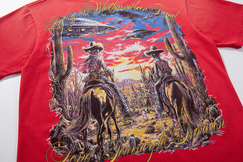 Majestik “Alien Cowboys” Vintage Tee（Red）