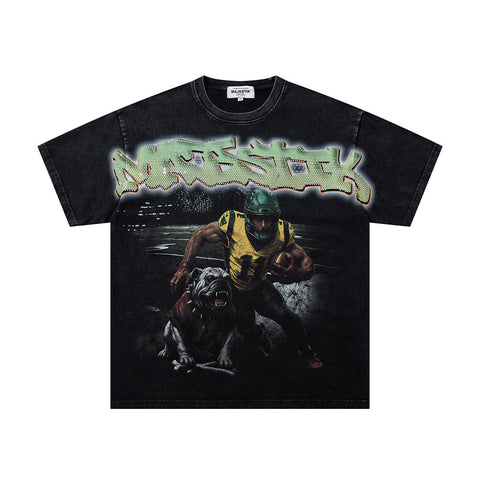 Majestik “Gridiron Champion” Bulldog Vintage Tee（Black）