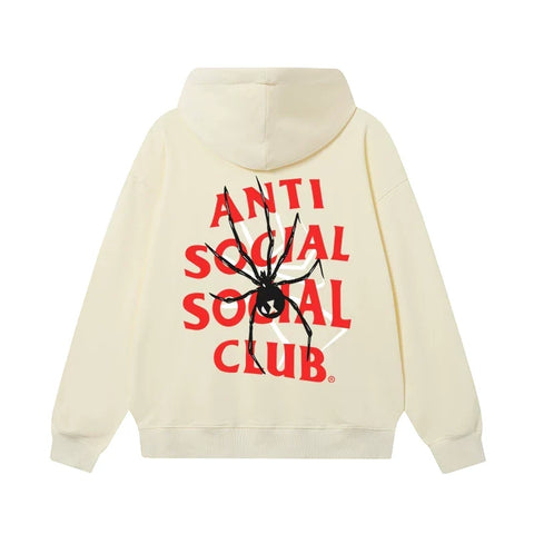 Anti Social Social Club Spider Red Logo Hoodie - Cream