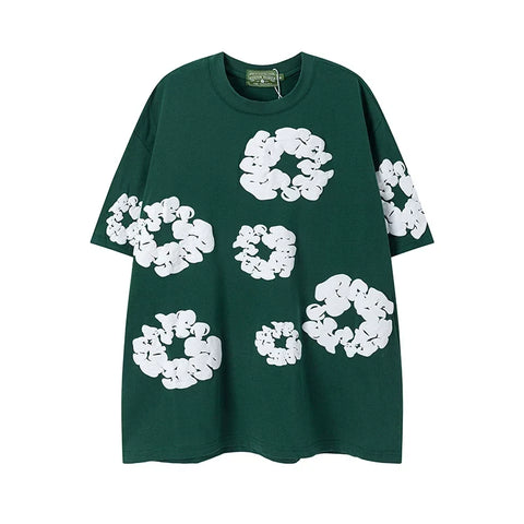 Denim Tears Cotton Wreath Graphic T-Shirt - Dark Green / Oversized Streetwear