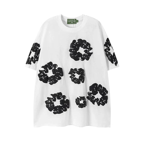Denim Tears Cotton Wreath Graphic T-Shirt - White / Black / Oversized Streetwear
