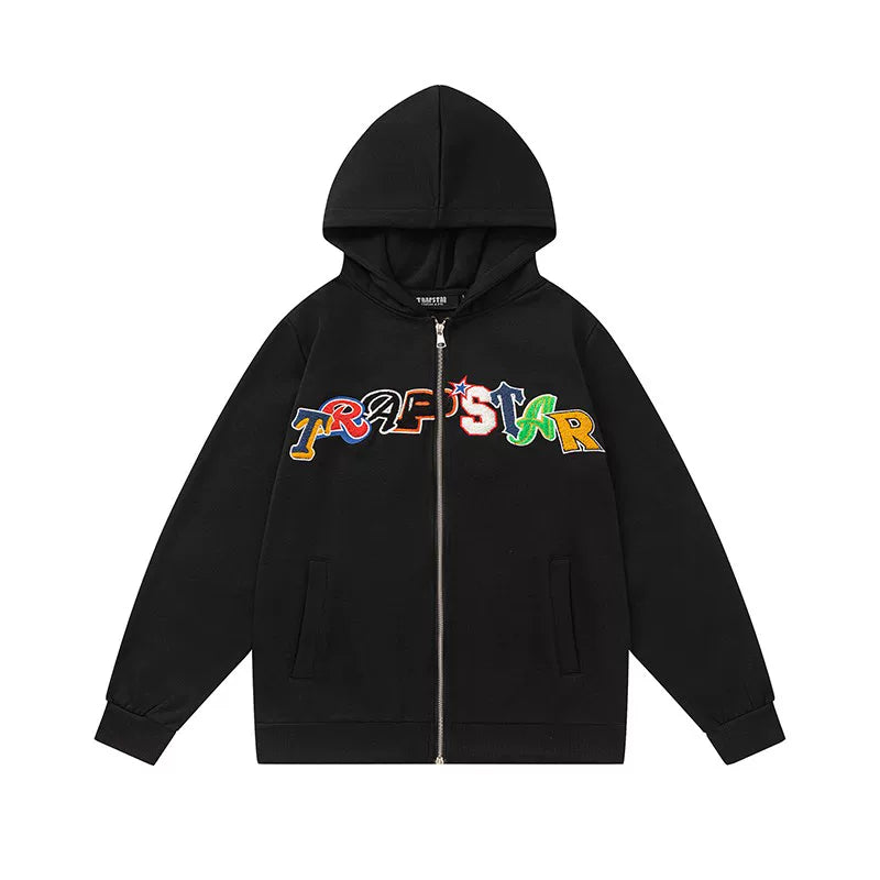Trapstar autumn and winter casual sports suit hooded sweatshirt pants pullover simple letter drawstring top pants (46)