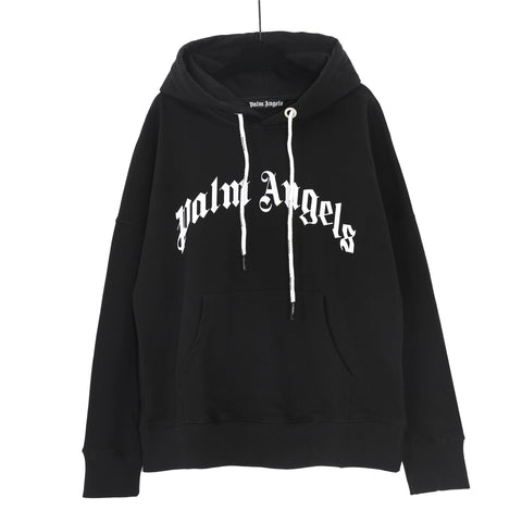 Palm Angels Arched Logo Hoodie - Black/White