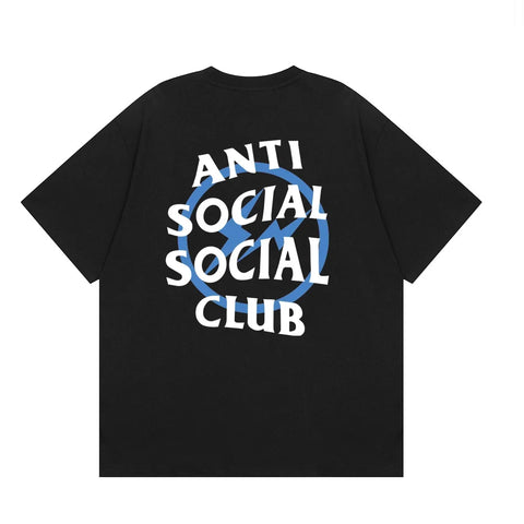 Anti Social Social Club Blue Circle Logo T-Shirt - Black/White