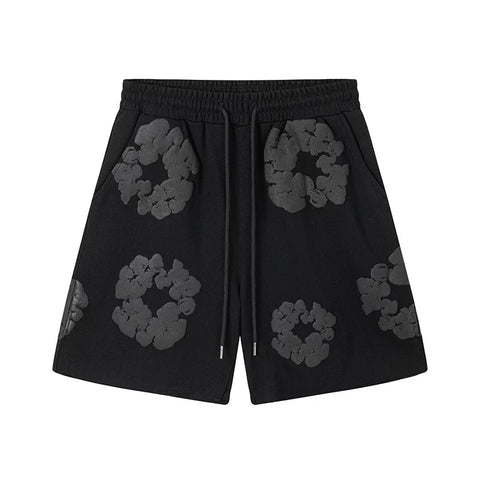 Denim Tears Cotton Wreath Graphic Shorts - Black / Stealth Edition