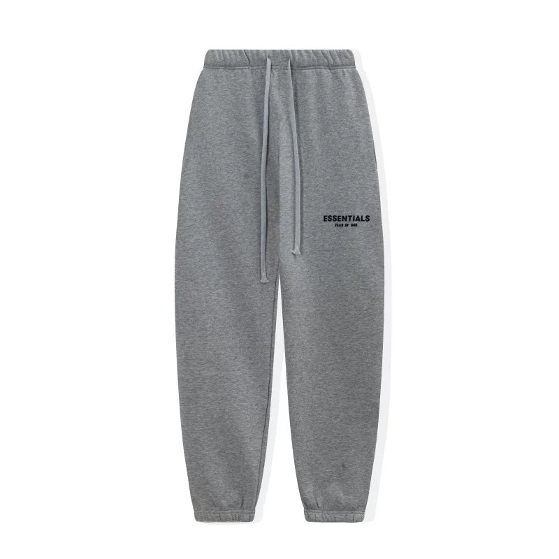 FOG ESSENTIALS Fashion High Street Letter Plush Autumn/Winter Casual Plush Hooded Sweatshirt Pants Set for Men (6)