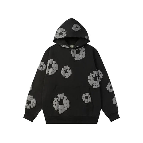 Denim Tears Cotton Wreath Graphic Hoodie - Black / Grey Stealth Edition