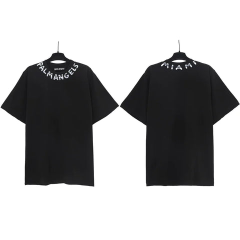 Palm Angels Neckline Collar Logo T-Shirt - Black/Miami