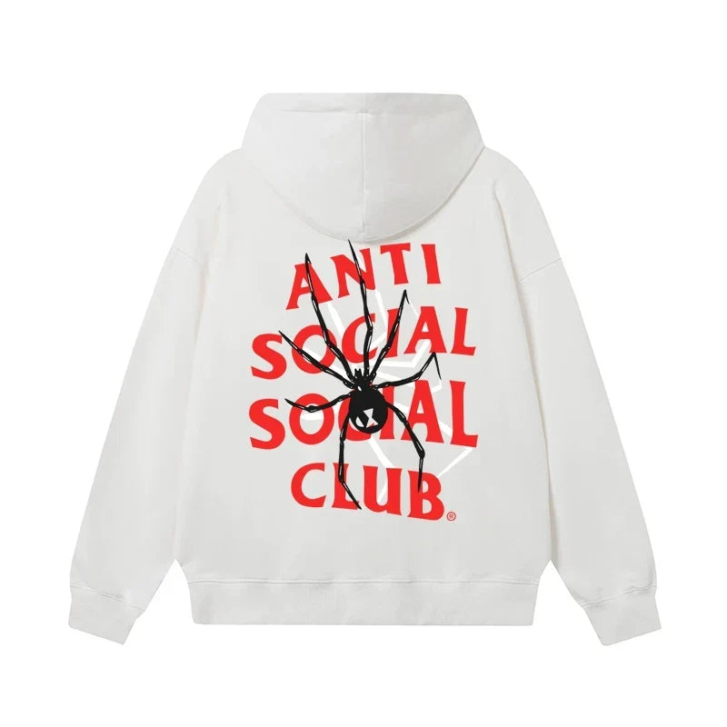 Anti Social Social Club Spider Red Logo Hoodie - White