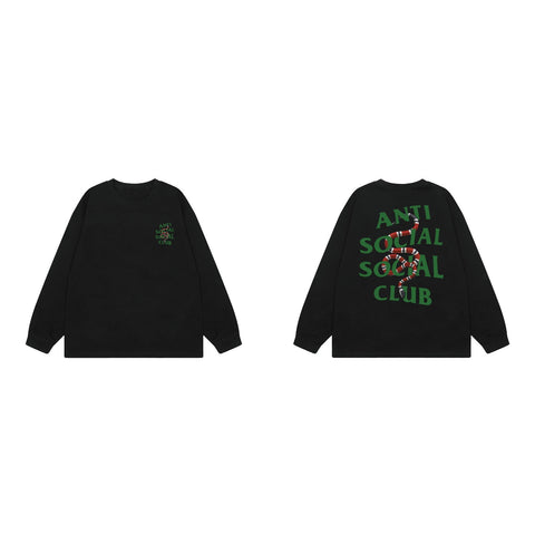 Anti Social Social Club Snake Green Logo Long Sleeve T-Shirt - Black