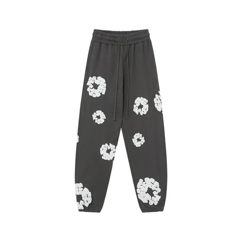 Denim Tears Cotton Wreath Graphic Sweatpants - Charcoal Grey / Relaxed Streetwear Fit
