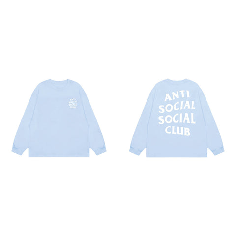Anti Social Social Club Classic Long Sleeve T-Shirt - Light Blue/White