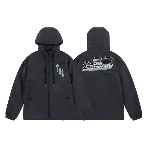 Cross border foreign trade autumn and winter Trapstar letter embroidery eagle zipper windbreaker hooded windbreaker men's and women's jacket jacket (3)