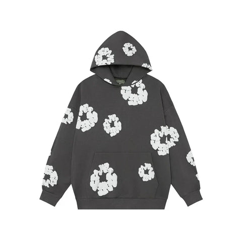 Denim Tears Cotton Wreath Graphic Hoodie - Charcoal Grey / Relaxed Streetwear Fit