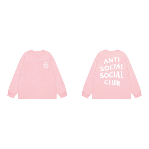 Anti Social Social Club Classic Long Sleeve T-Shirt - Pink/White