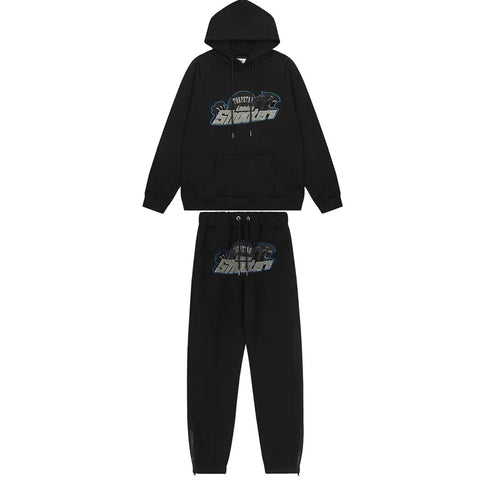 American tide trapstar blue gray tiger head gradient towel embroidered men's and female couple sweater trousers casual set (4)