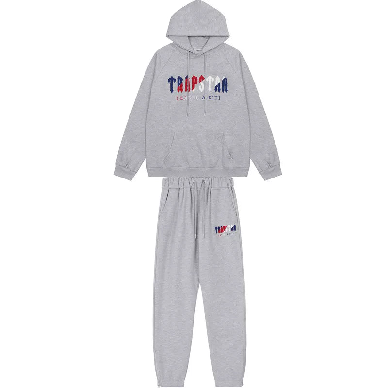 American tide trapstar blue gray tiger head gradient towel embroidered men's and female couple sweater trousers casual set (23)