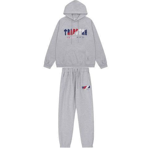 American tide trapstar blue gray tiger head gradient towel embroidered men's and female couple sweater trousers casual set (23)