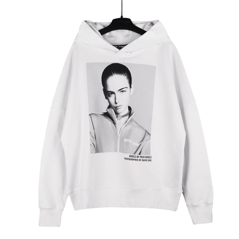 Palm Angels Portrait Graphic Hoodie - White