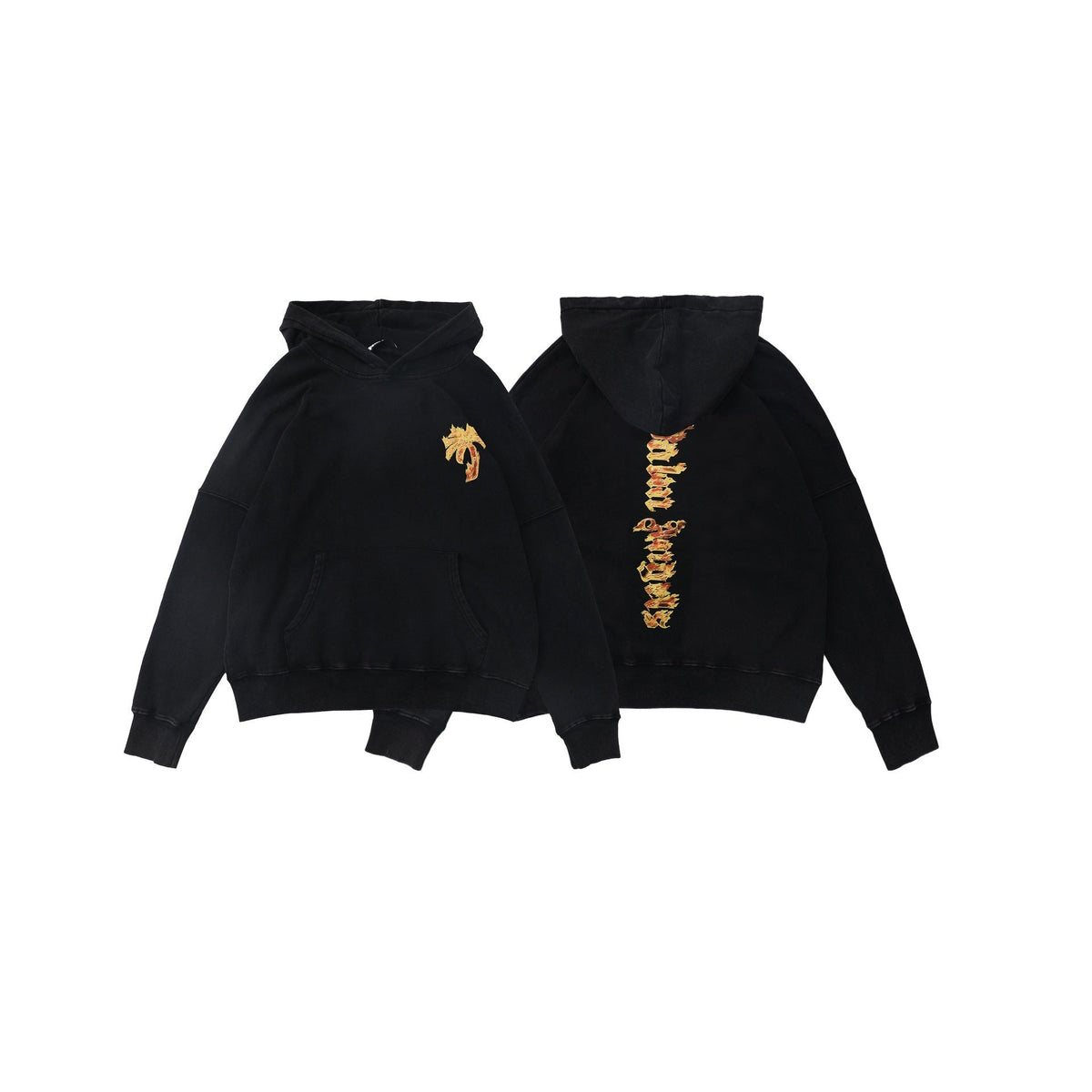 Palm Angels Burning Palm Tree & Flame Logo Hoodie - Black